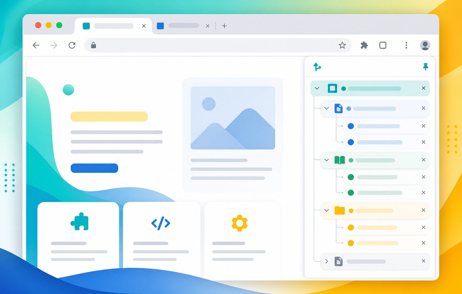 Bello Tree Style Tab sidebar showing nested tab branches in Chrome